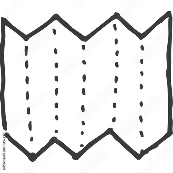 Fototapeta Hand Drawn Folded Map Icon on Transparent Background Simple Sketch Art Style