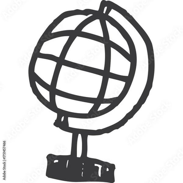 Fototapeta Hand Drawn Globe Icon On Transparent Background Representing Education And Learning With A Simple Sketch Style