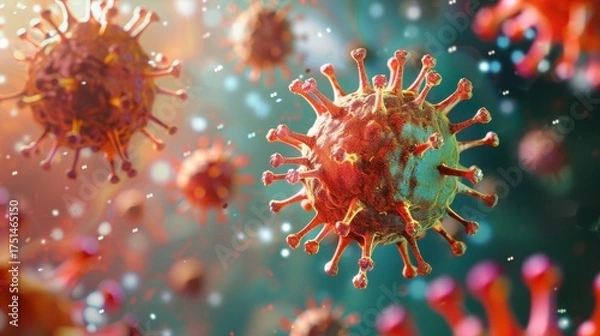 Fototapeta Smallpox Virus: A Historical Perspective on the Eradicated Infectious Virus – Exploring Its Pathogenesis, Severe Symptom Profile, Global Vaccination Campaigns, and Legacy in Public Health, Highlightin