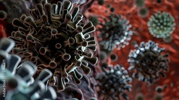 Fototapeta Smallpox Virus: A Historical Perspective on the Eradicated Infectious Virus – Exploring Its Pathogenesis, Severe Symptom Profile, Global Vaccination Campaigns, and Legacy in Public Health, Highlightin