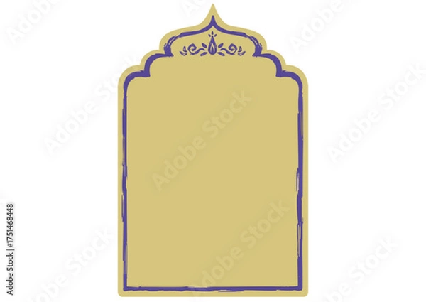 Fototapeta アジア風の飾りフレーム。四角。手描きの荒い筆タッチ。