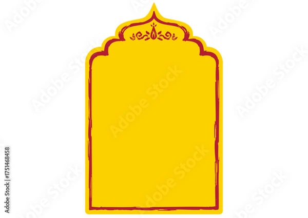 Fototapeta アジア風の飾りフレーム。四角。手描きの荒い筆タッチ。