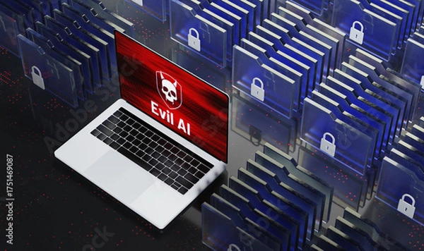 Obraz 3d rendering of Binary code on computer screen with electronic motherboard and processor background