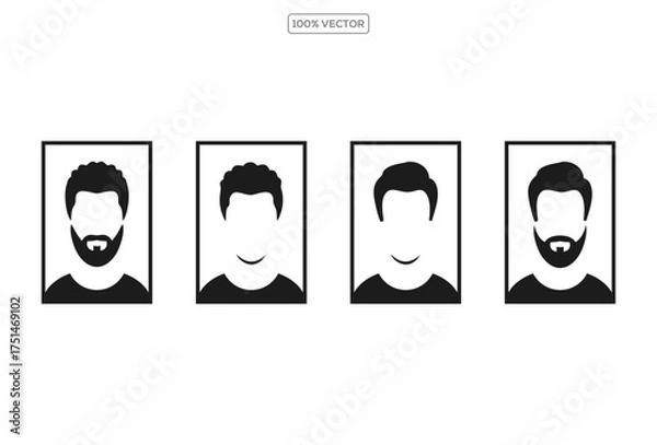 Obraz Flat Design Profile Avatar Icons, Male and Female Head Silhouettes Vector