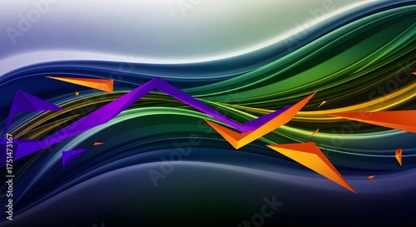 Fototapeta Modern Abstract Background with Wavy Gradient and Geometric Elements