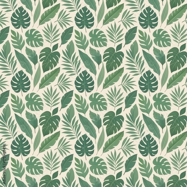 Fototapeta seamless pattern with green leaves