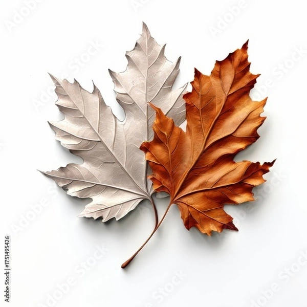 Obraz an AI Image Generator, Elegant Copper Maple Leaf Sculpture With Cream Highlights