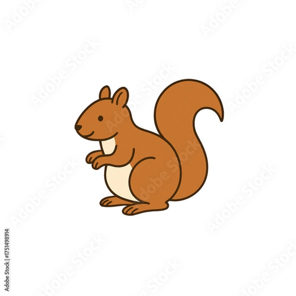 Fototapeta リスのカラーアイコン、動物、イラスト、素材、背景なし、資料作り