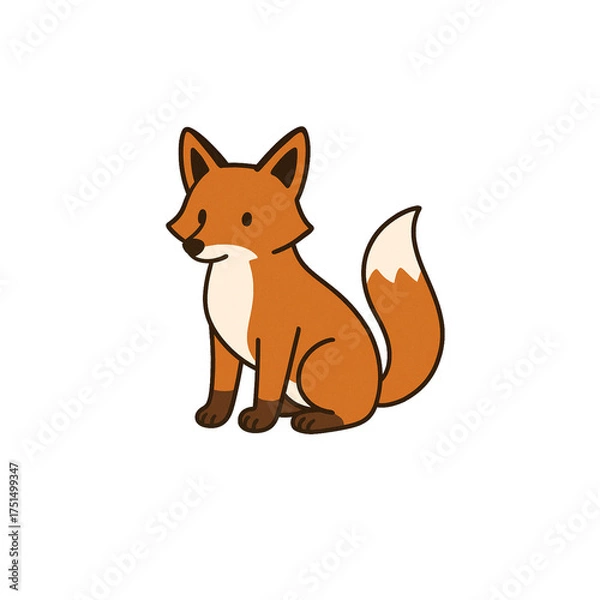 Fototapeta 狐のカラーアイコン、動物、イラスト、素材、背景なし、資料作り