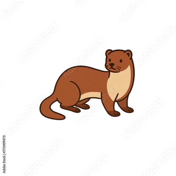 Fototapeta イタチのカラーアイコン、動物、イラスト、素材、背景なし、資料作り