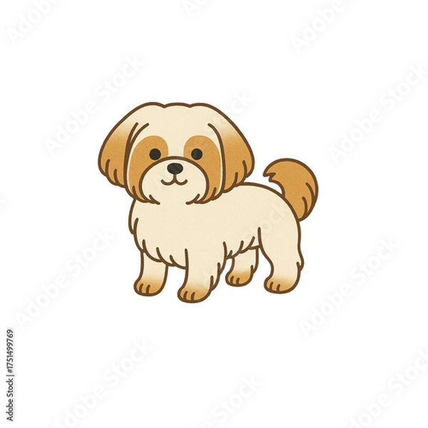 Fototapeta シーズーのカラーアイコン、犬、動物、イラスト、素材、背景なし、資料作り