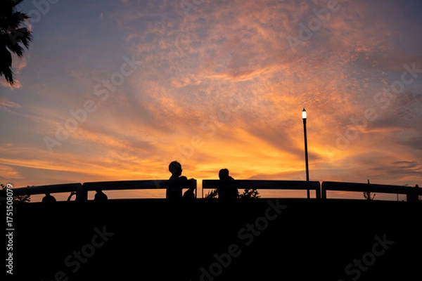 Obraz 江の島海岸の夕焼け