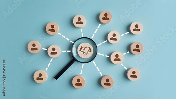 Fototapeta Finding partnerships and connections, magnifying success through networking and collaboration agreements