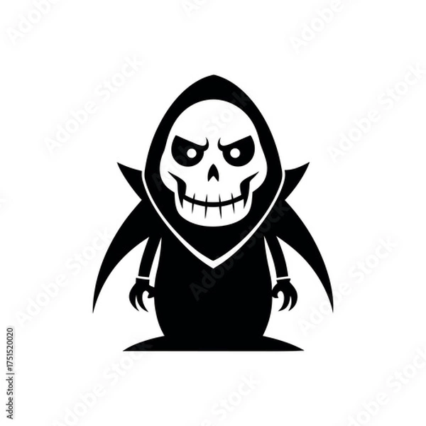 Fototapeta Cartoon grim reaper character with skull face and dark robes