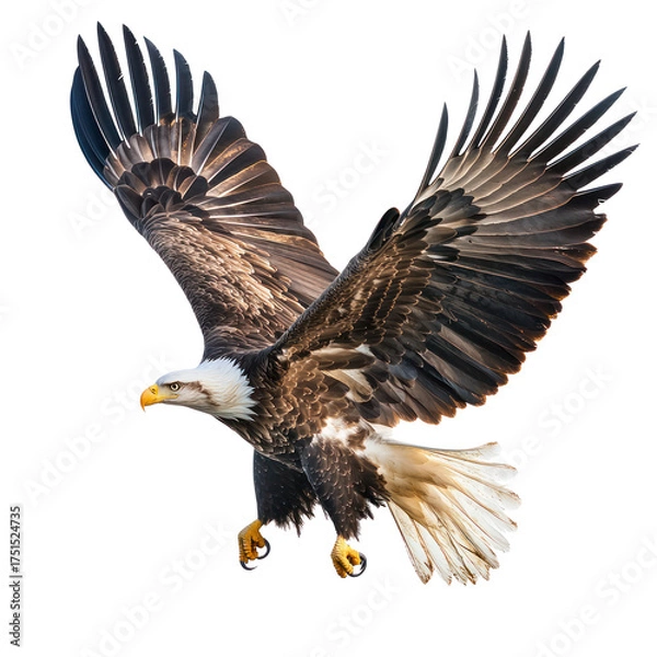 Fototapeta Eagle stretching An eagle stretches its wings wide or flaps them. full length isolate on transparent background