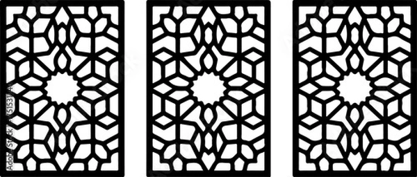 Fototapeta 3 Rectangular Panels with Intricate Geometric Laser Cut Pattern