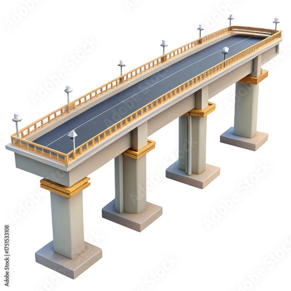Fototapeta 3d ornate bridge structure with pillars isolated on transparent background