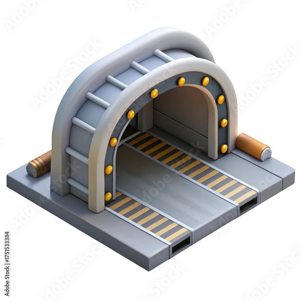 Fototapeta 3d industrial entrance archway with tracks isolated on transparent background