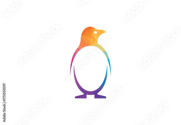 Fototapeta Low Poly with Penguin logo design, Bird logo, Vector Design Concept