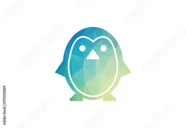 Fototapeta Low Poly with Penguin logo design, Bird logo, Vector Design Concept