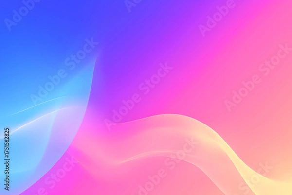 Fototapeta 青とピンクの曲線で描いた光の背景