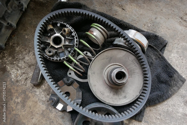 Obraz CVT drive system on automatic motorbikes.