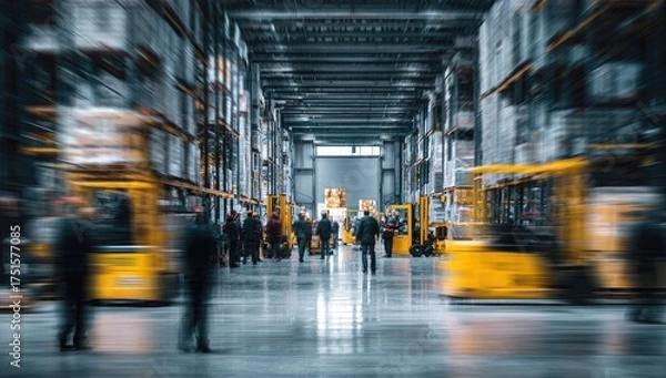 Fototapeta Warehouse interior, motion blur