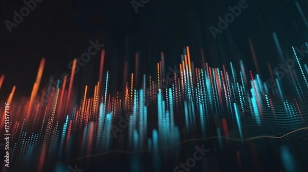 Fototapeta Colorful light streaks creating a holographic effect in a data-driven visualization of modern design