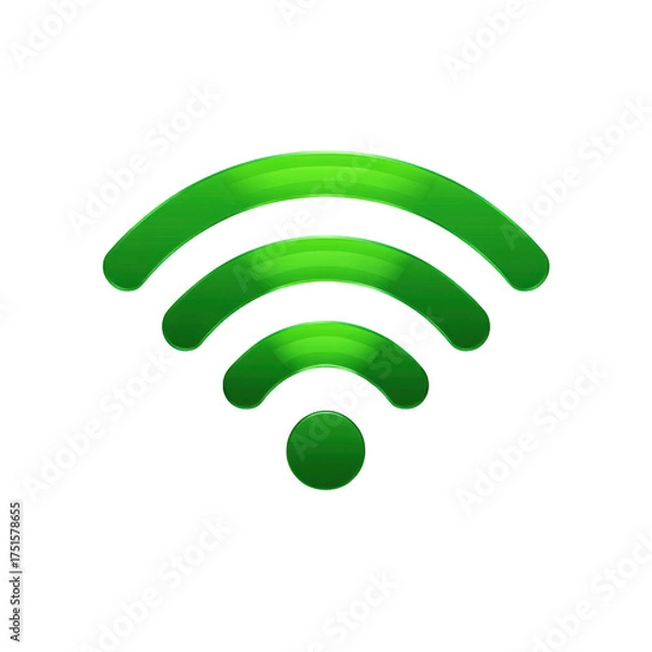 Fototapeta Green wireless signal icon for connection.