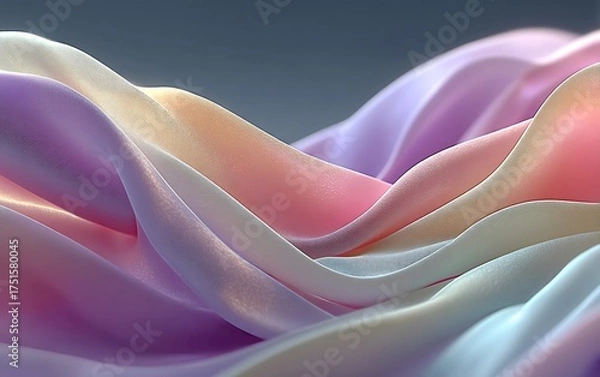 Fototapeta Delicate pink and white fabric draped elegantly in soft pastel tones for a minimalist aesthetic
