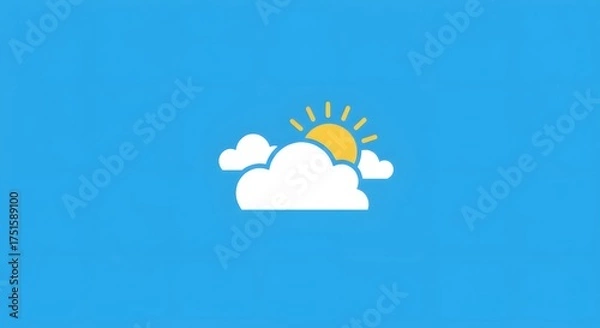 Obraz Sunny Day Icon Sun, Clouds, and Blue Sky for Weather Forecasts and App Designs