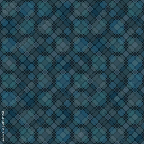 Fototapeta Seamless blue, black, gray geometric pattern.