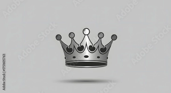 Obraz A regal silver crown symbolizing monarchy, power, and leadership. A modern, metallic graphic illustration representing victory and success