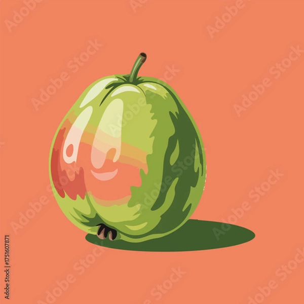 Fototapeta vector illustration of a green guava