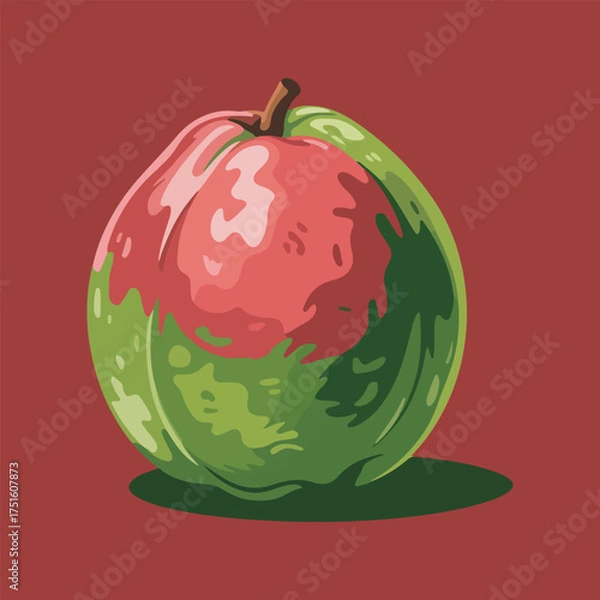 Fototapeta vector illustration of a green guava