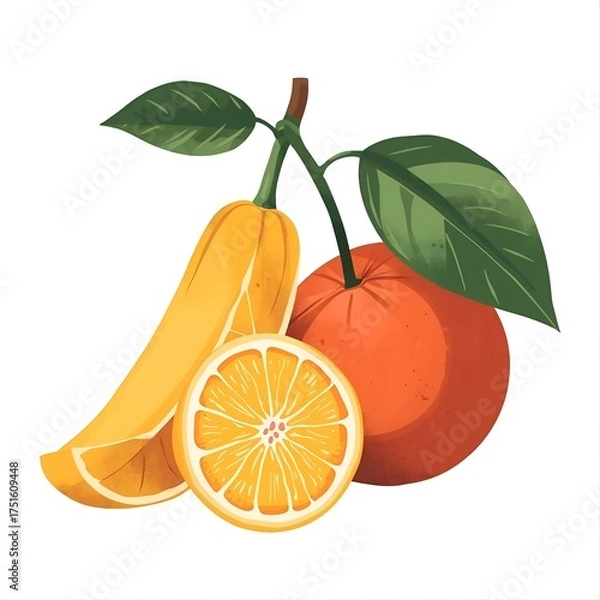 Obraz orange fruit with leaves