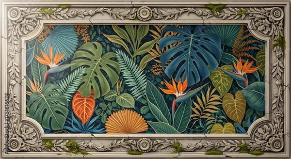 Fototapeta Tropical plant mural artwork