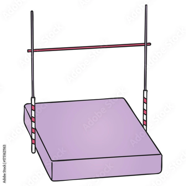 Fototapeta High Jump Mat and Bar Violet Vector Illustration Track Field Doodle