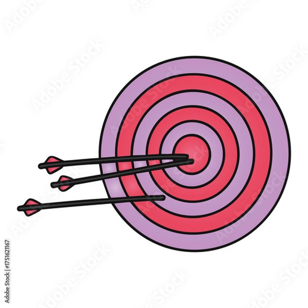 Fototapeta Archery Target Arrows Violet Vector Illustration Isolated Sport Doodle
