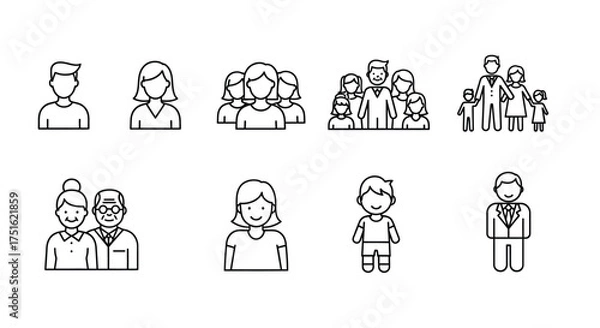 Obraz Family and people icon set isolated on white background
