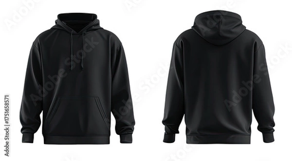 Fototapeta Front and back view of a dark gray hoodie
