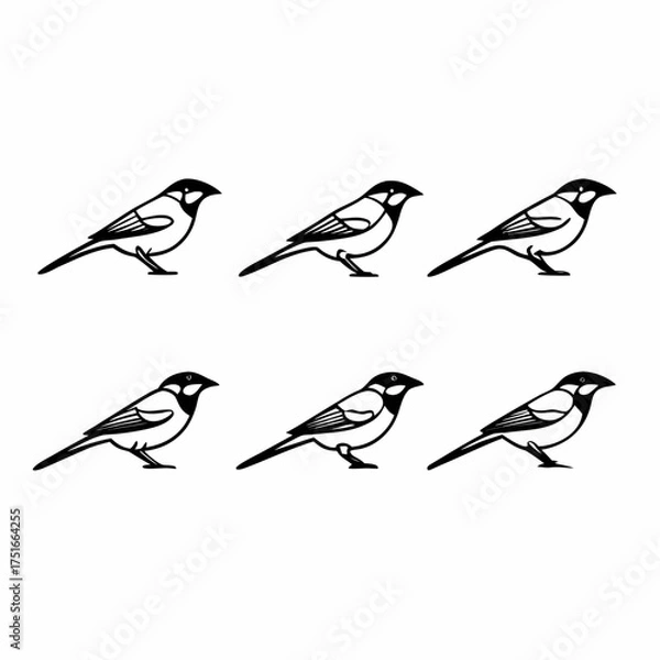 Fototapeta Six elegant birds standing gracefully on a, showcasing their unique features