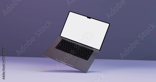 Obraz Floating Laptop Mockup with Purple Light