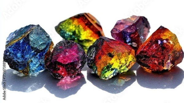 Obraz Colorful Gemstone Collection On White Background