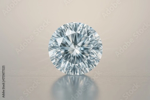 Obraz Sparkling Brilliance: Capturing the radiant beauty of a perfectly cut, round diamond, this image highlights its exceptional clarity and the play of light within its facets.
