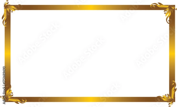 Fototapeta Golden Photo Frame – Luxury Vintage Picture Frame for Elegant Photography, Wall Art, and Exhibition Display