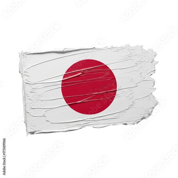 Obraz Japanese flag painted with thick brush strokes, isolated on transparent background