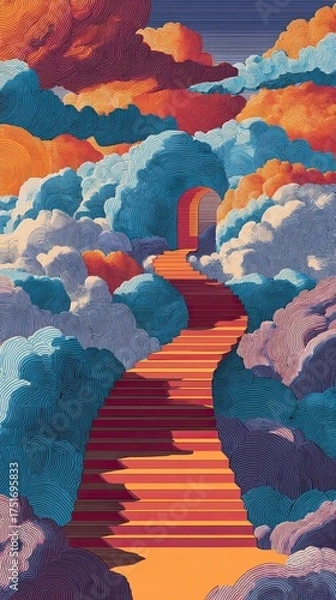 Fototapeta Psychedelic vivid dreamscape