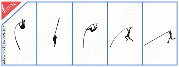 Obraz Pole vaulting. Hobby activity. Isolated on white background. Vector silhouette.