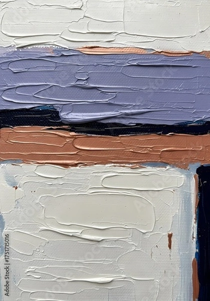 Obraz Abstract expressionism artwork with textured brushstrokes in calming lavender, cream, and copper hues for modern home decor or artistic backgrounds